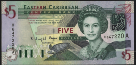 Eastern Caribbean States  P42/B226 5 Dollars 2003 (No date)