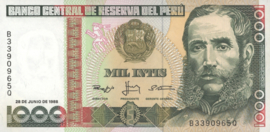 Peru P136 1,000 Intis 1988