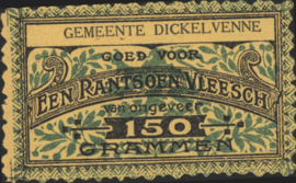 België - Noodgeld - Dickelvenne   NL0.Blauw op geel 150 Grammen 1914-'18 (No date)