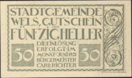 Austria - Emergency issues - Wels KK. 1167.III 50 Heller 1920 (No date)
