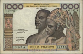 Ivoorkust P103A.l 1.000 Francs 1959-1980 (No date)
