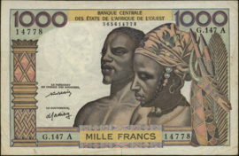 Ivory coast P103A.l 1,000 Francs 1959-1980 (No date)