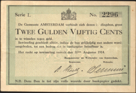 Netherlands, City Amsterdam, WW-I PL170.2 2½ Gulden 1914