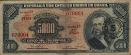 Brazil P188.b 5 Cruzeiros Novos on 5,000 Cruzeiros 1966-67 (No date)