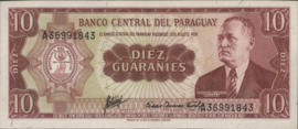 Paraguay P196 10 Guaranies 1963