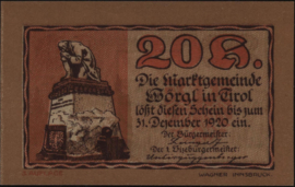 Austria - Emergency issues - Wörgl KK: 1252 20 Heller 1920