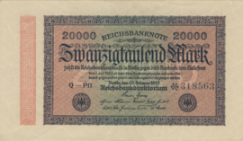 Duitsland P085 20.000 Mark 1923-02-20 Ros.084.h Wmk: Doornen