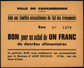Frankrijk - Noodgeld - Carcassonne - Ville de   Pirot:Not listed 1 Franc (No date)