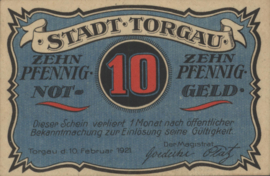 Duitsland - Noodgeld - Torgau Grab/Mehl.:1331 10 Pfennig 1921