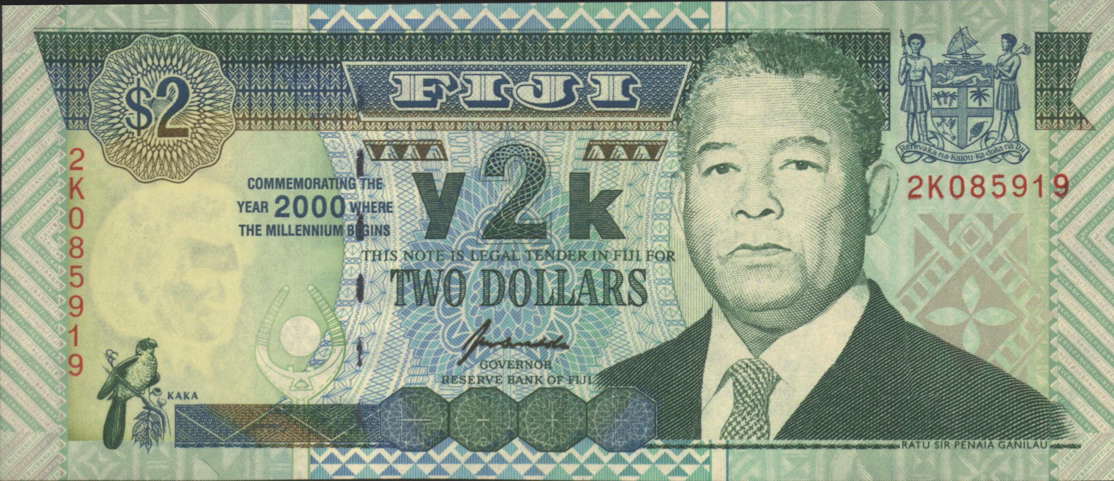 Fiji P102 2 Dollars 2000 HERDENKINGSUITGAVE