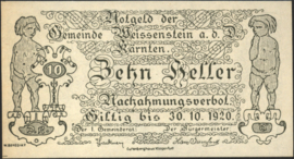 Oostenrijk - Noodgeld - Weissenstein an der Drau KK. 1159.I 10 Heller 1920 (No date)