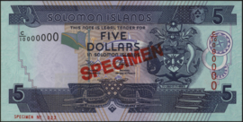 Solomon islands  P26 5 Dollars 2004-'18 (No date) SPECIMEN