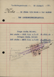 Netherlands, 's-Gravenhage, Invoice N.V. Kaashandel v/h V.d. Broek & van Geffen, 1919