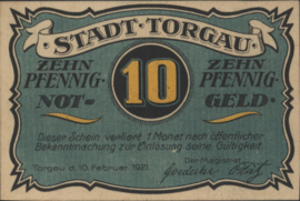 Duitsland - Noodgeld - Torgau Grab/Mehl.:1331 10 Pfennig 1921