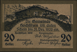 Oostenrijk - Noodgeld - Hochfilzen KK.:382 20 Heller 1921