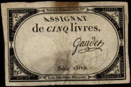 Frankrijk - Domaines Nationaux  PA76.050/100.Gaudet 5 Livres 1793