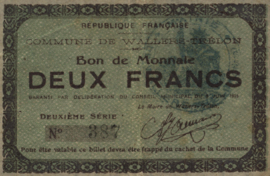 Frankrijk - Noodgeld - Wallers-Trélon JPV-59.2679 2 Francs 1915