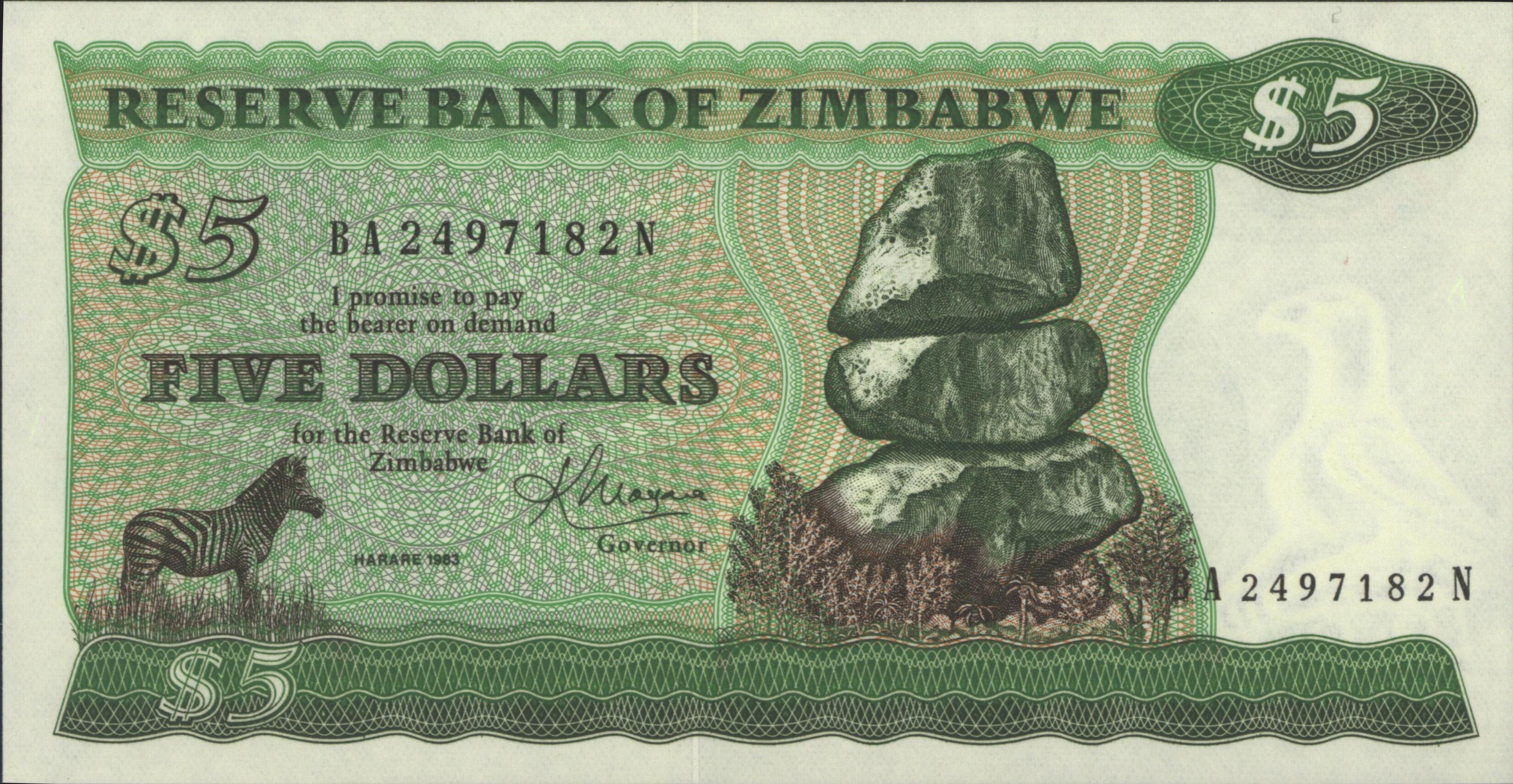Zimbabwe   P2.c 5 Dollars 1983