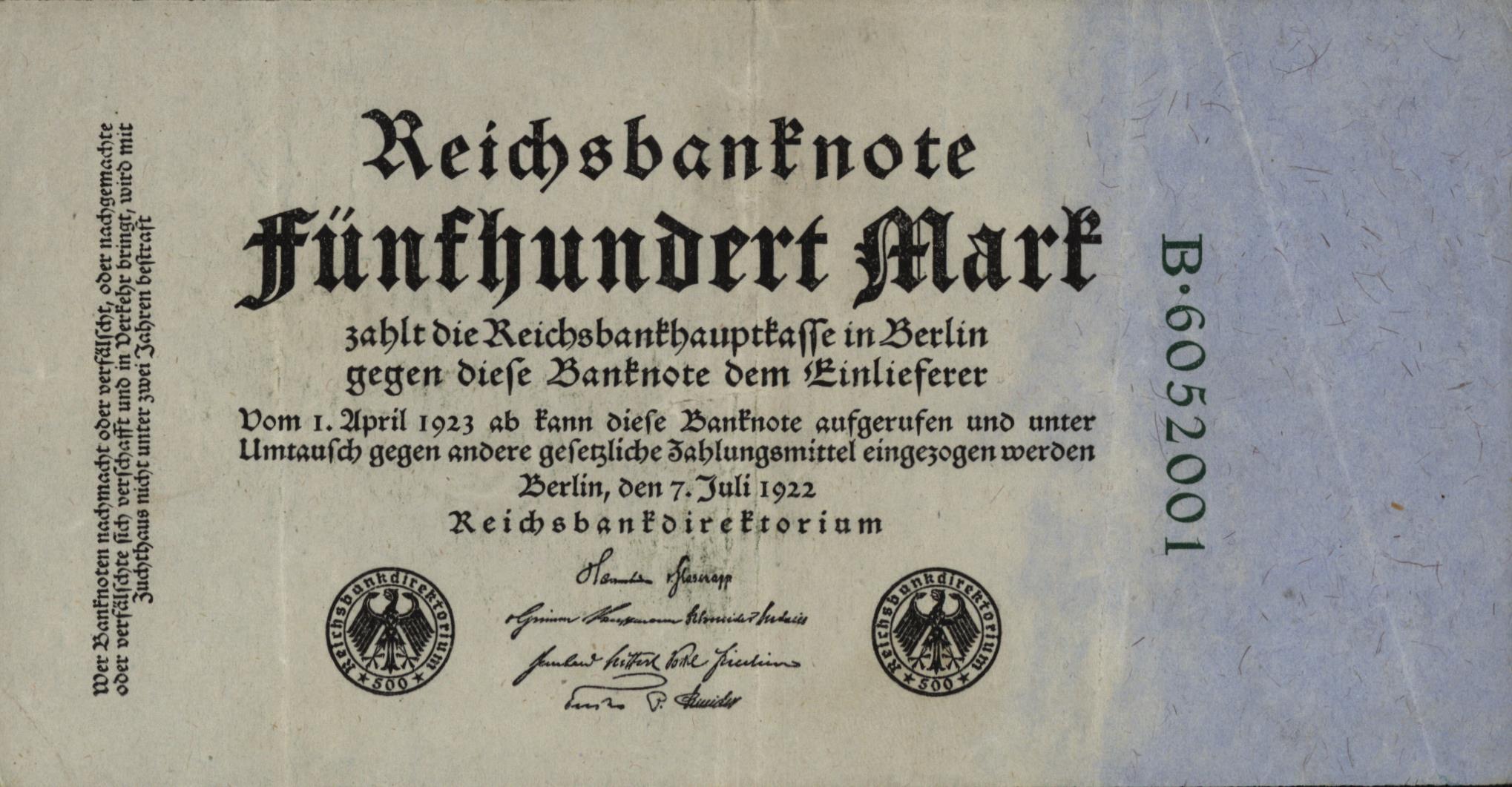 Duitsland  P74b/c 500 Mark 1922