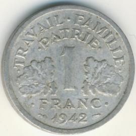 Frankrijk 1 Franc KM902 1942 Vichy
