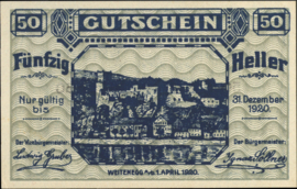 Oostenrijk - Noodgeld - Weitenegg KK.:1163 50 Heller 1920
