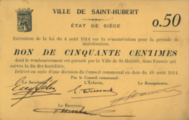België - Noodgeld - St-Hubert  50 Centimes 1914