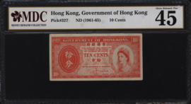 Hong Kong P327/B817 10 Cents 1961