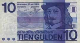 Netherlands PL47.a2 10 Gulden 1968. Bulls-eye.