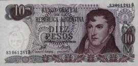 Argentina P295 10 Pesos 1973-76 (ND) sign var 2