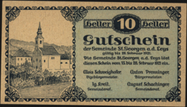 Austria - Emergency issues - St. Georgen a.d. Leys KK: 887 10 Heller 1921
