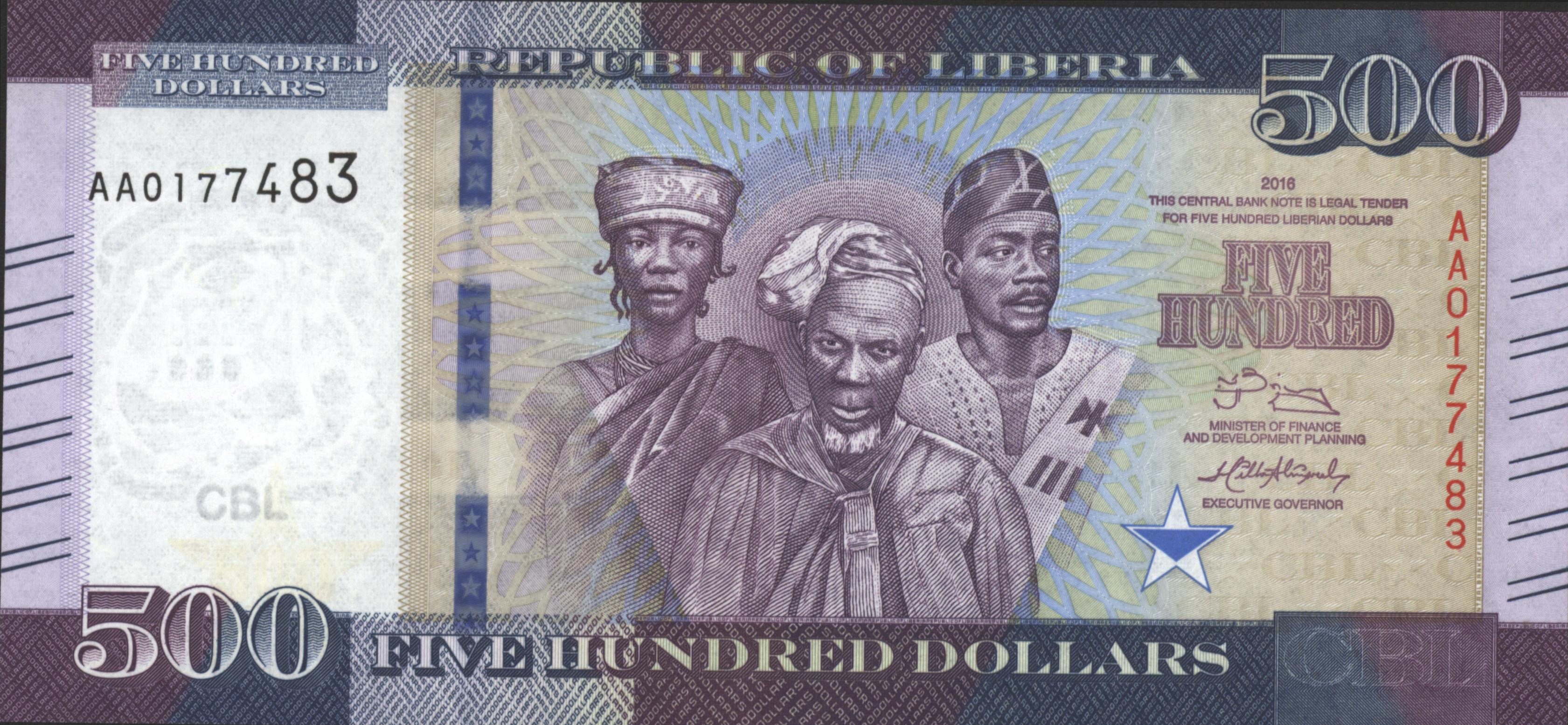 Liberia  P36 500 Dollar 2016