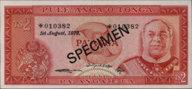 Tonga  P20 2 Pa'anga 1978 SPECIMEN