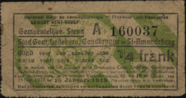België - Noodgeld - Gent  1/4 Frank 1918