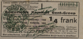 België - Noodgeld - Gent  1/4 Frank 1917