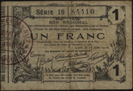 France - Emergency - Laon   JPV-02 1 Franc 1916