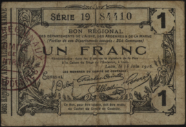 Frankrijk - Noodgeld - Laon   JPV-02 1 Franc 1916