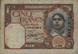 Tunisia   P8 5 Francs 1932