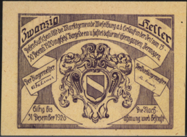 Austria - Emergency issues - Wieselburg KK1231.e 20 Heller 1920 (No date)