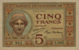 Madagascar P35 5 Francs 1937 (No date)