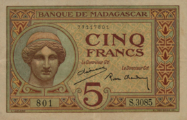 Madagascar  P35 5 Francs 1937 (No date)