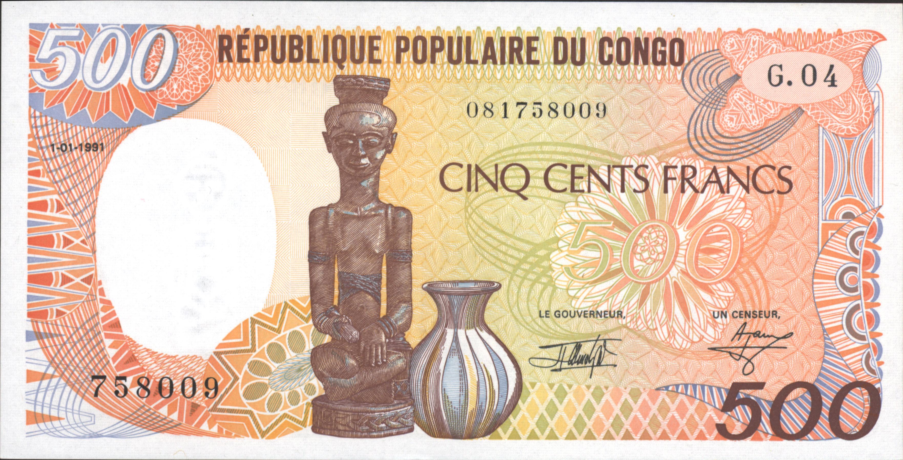 Congo Republiek (Brazzaville)   P8 500 Francs 1991