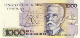 Brazil P216 1 Cruzado Novo on 1,000 Cruzados 1989 (No Date)