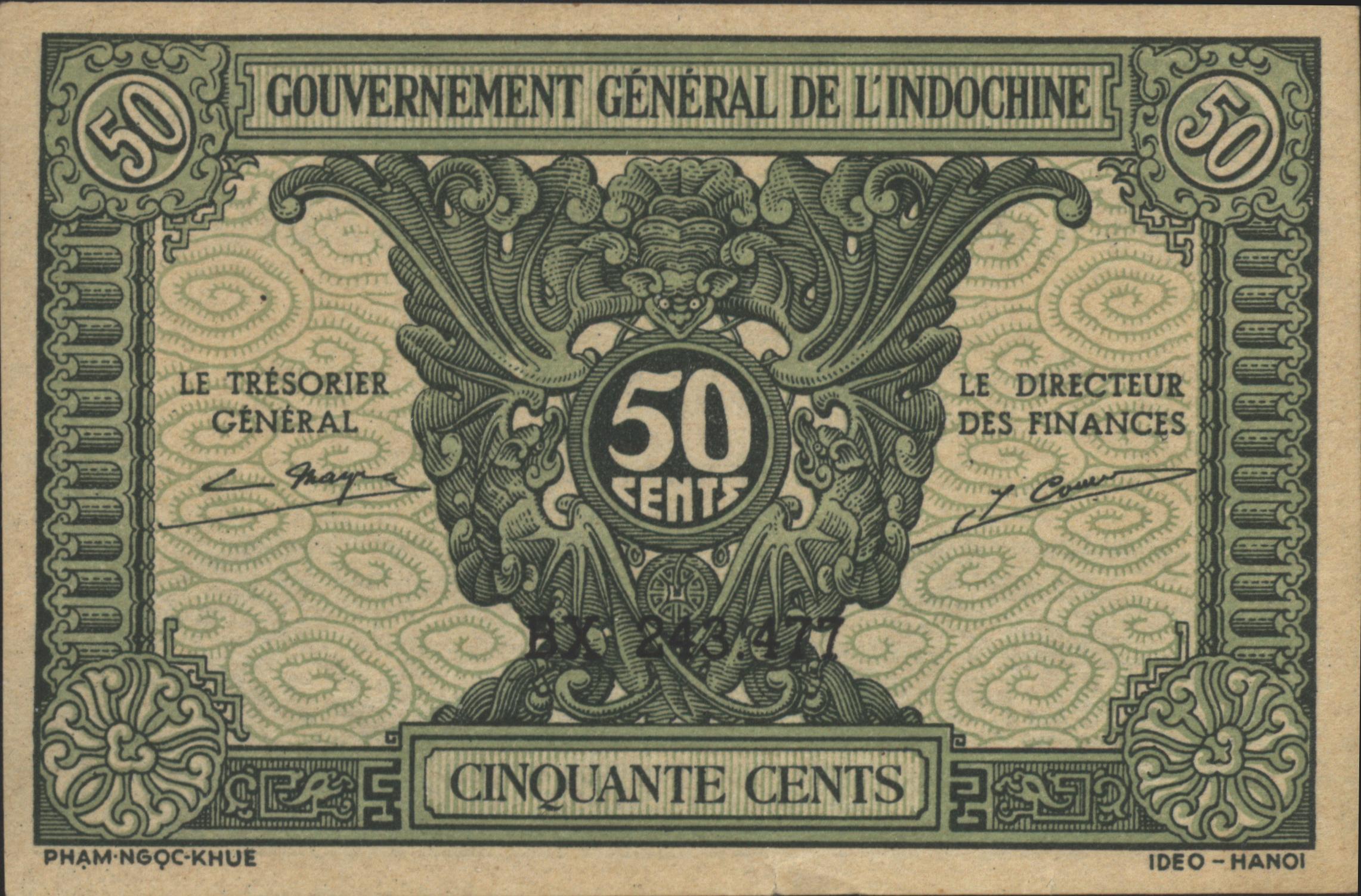 Frans Indo China  P91 50 Cents 1942 (No date)