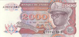 Zaïre (Congo Kinshasa)  P36 2.000 Zaïres 1991