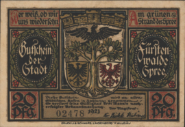 Duitsland - Noodgeld - Fürstenwalde Grab/Mehl.:403 20 Pfennig 1921