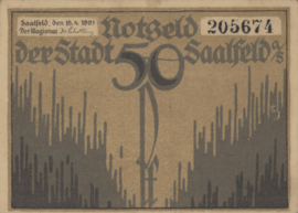 Duitsland - Noodgeld - Saalfeld Grab/Mehl.:1155 50 Pfennig 1921