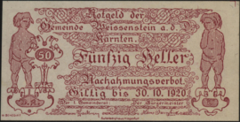 Oostenrijk - Noodgeld - Weissenstein an der Drau KK. 1159.I 50 Heller 1920 (No date)