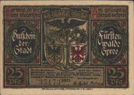 Duitsland - Noodgeld - Fürstenwalde Grab/Mehl.:403 25 Pfennig 1921