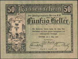 Oostenrijk - Noodgeld - Weitra KK. 1166 50 Heller 1920
