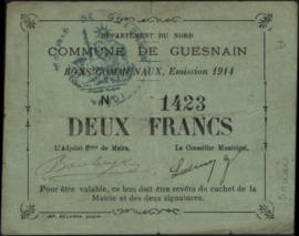 France - Emergency - Guesnain JPV-59.1218 2 Francs 1914